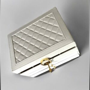 Off White Jewelry Organizer with Gold Clasp